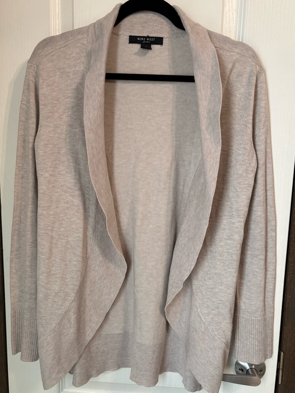 Nine West Open-Front Shawl Cardigan in Light Beige